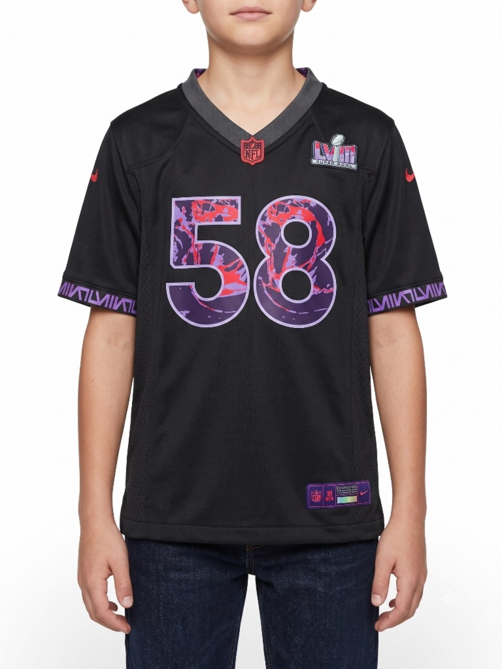 Nike Super Bowl LVIII Jersey Boys Medium M Black Commemorative Football 58